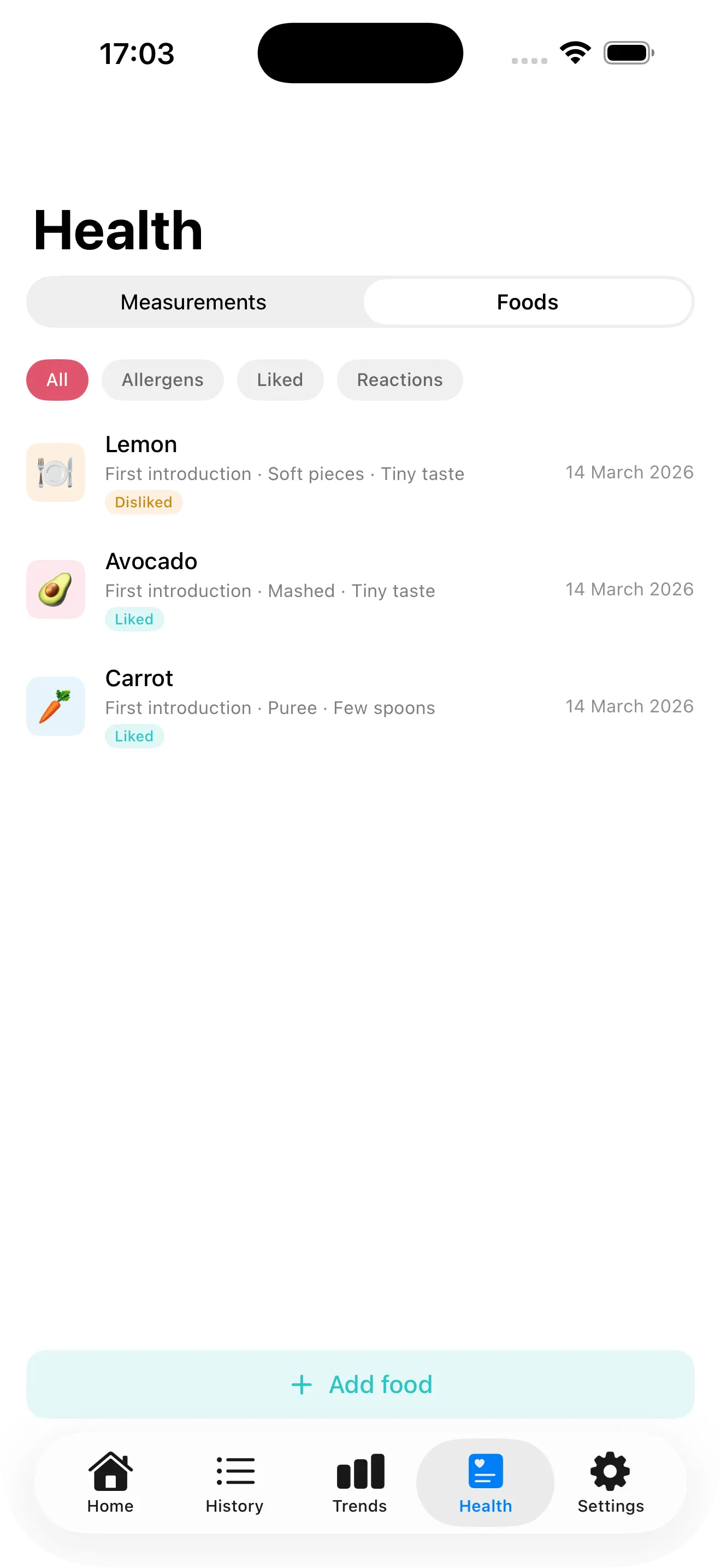 Health — food journal